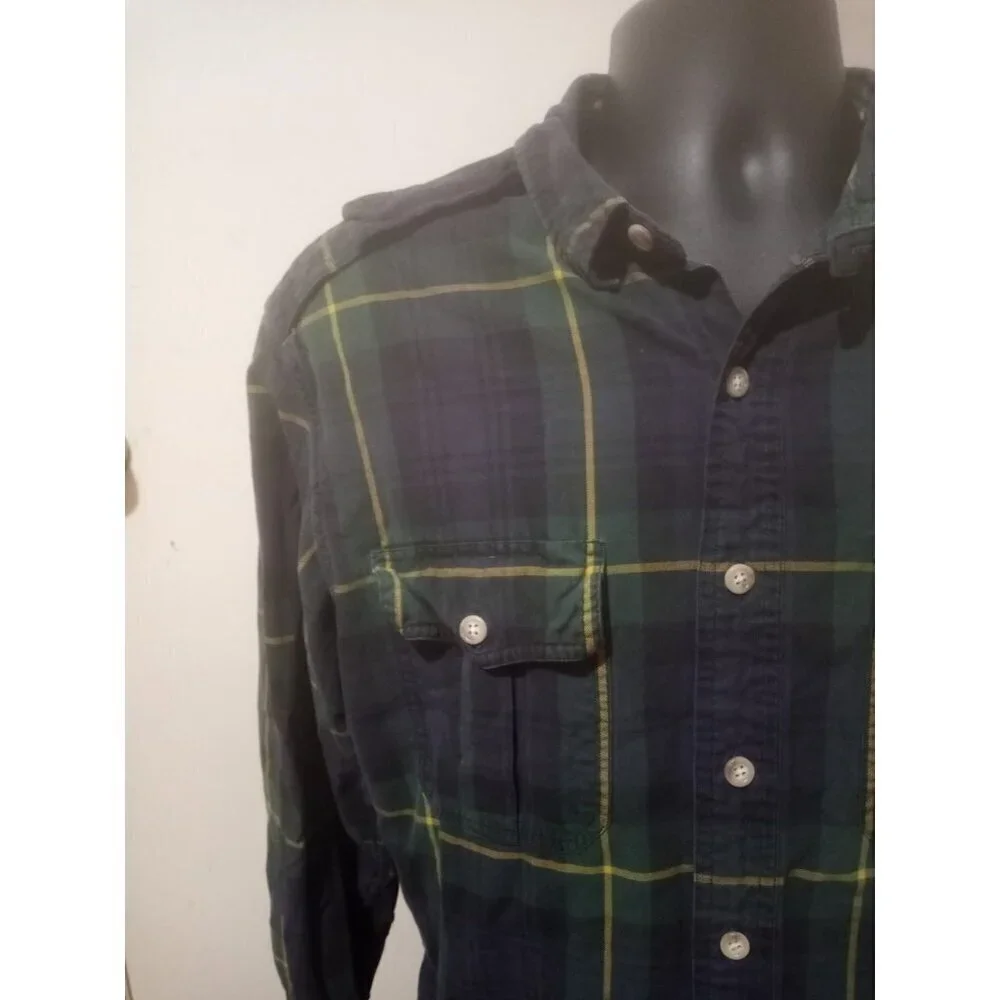 Polo Ralph Lauren Shirt Men's Plaid size XL Long Sleeve Green Blue Cotton